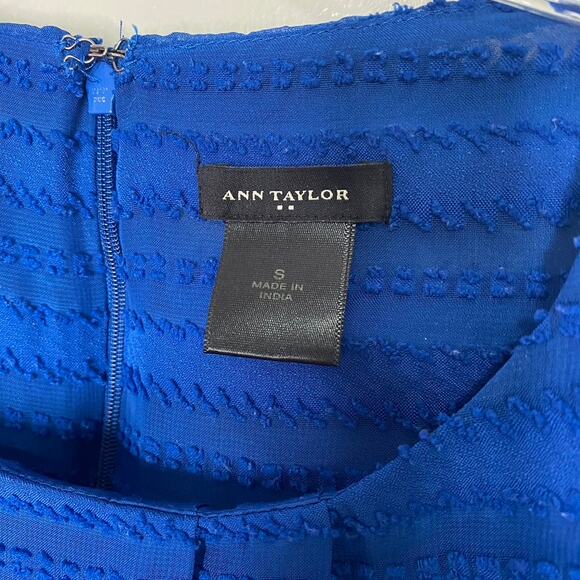 Women's Ann Taylor Textured Belted 3/4 Sleeve Shift Dress Cobalt Blue Small - Picture 4 of 7